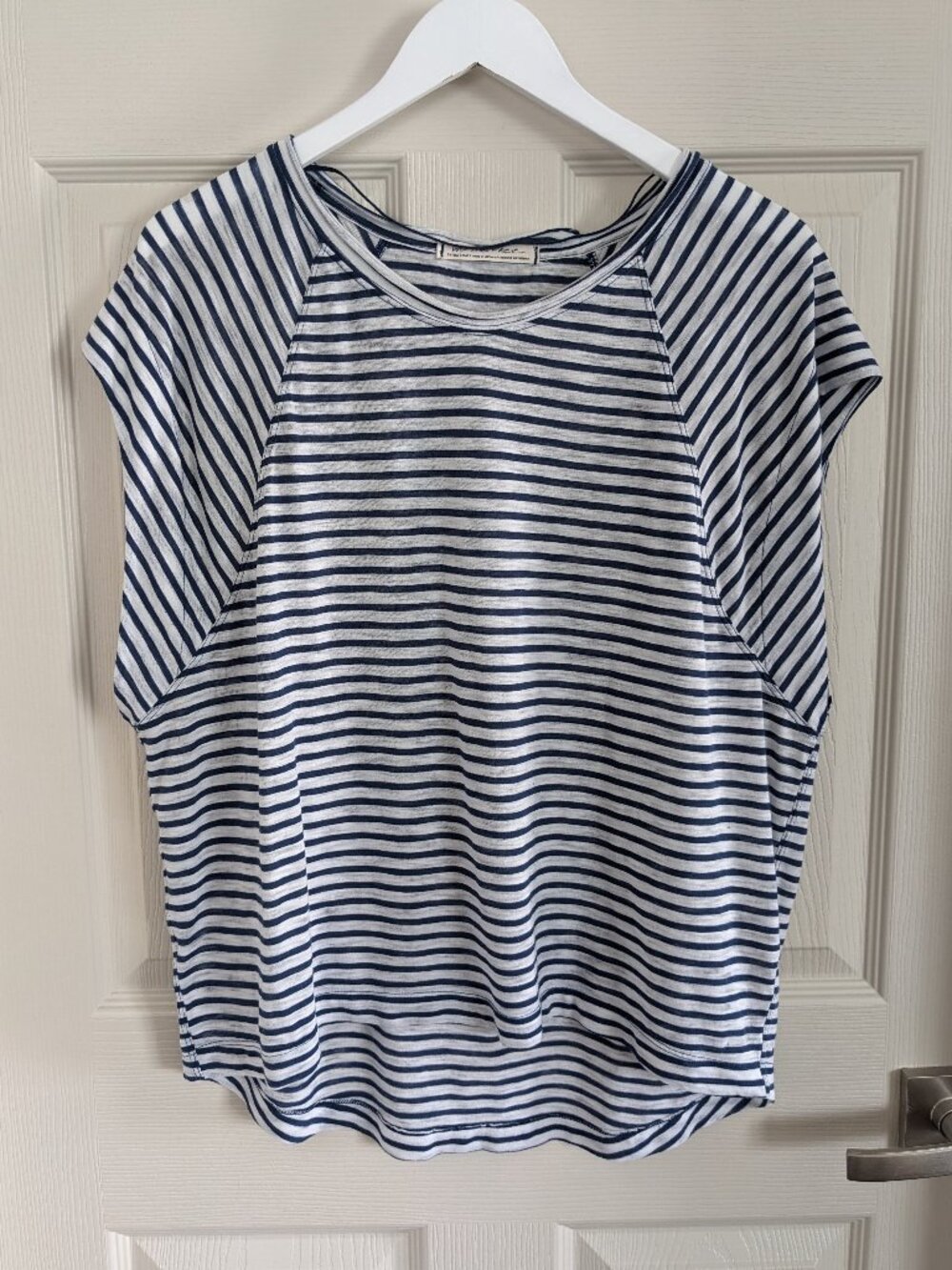 FREE PEOPLE We The Free Halo Striped Tee XS Nautical/Navy Blue Stripe